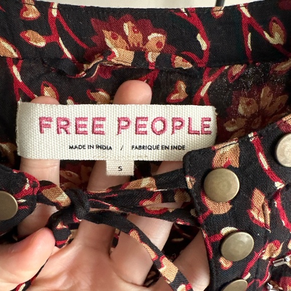 Free People Floral Blouse - Black and Red - Picture 2 of 4